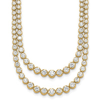 14k 15 1/2ct Cert Lab Grown Dia VS/SI+ G+ 20in Grad Layered Tennis Necklace