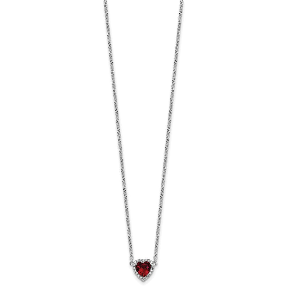 14kw 1/10ct Lab Grown Diamond VS+ F+ & Ruby Comp 18in Heart Necklace