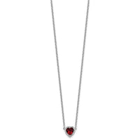 14kw 1/10ct Lab Grown Diamond VS+ F+ & Ruby Comp 18in Heart Necklace