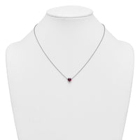 14kw 1/10ct Lab Grown Diamond VS+ F+ & Ruby Comp 18in Heart Necklace