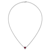 14kw 1/10ct Lab Grown Diamond VS+ F+ & Ruby Comp 18in Heart Necklace