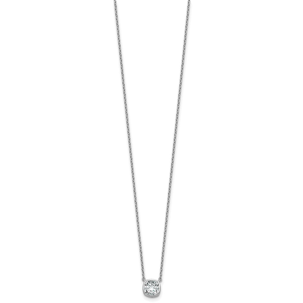 14kw 1ct Cert Lab Grown Dia VS+ F+ Cushion Comp 18in Bezel Set Necklace