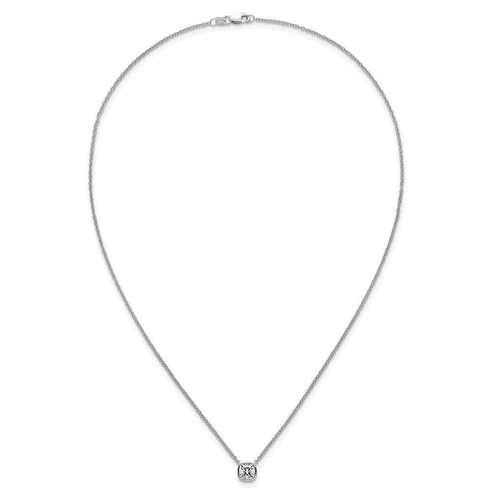 14kw 1ct Cert Lab Grown Dia VS+ F+ Cushion Comp 18in Bezel Set Necklace
