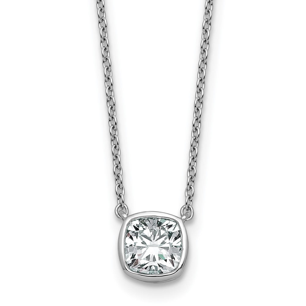 14kw 1ct Cert Lab Grown Dia VS+ F+ Cushion Comp 18in Bezel Set Necklace
