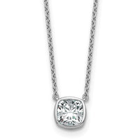 14kw 1ct Cert Lab Grown Dia VS+ F+ Cushion Comp 18in Bezel Set Necklace