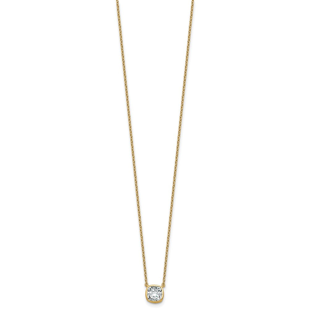 14k 1ct Cert Lab Grown Dia VS+ F+ Cushion Comp 18in Bezel Set Necklace