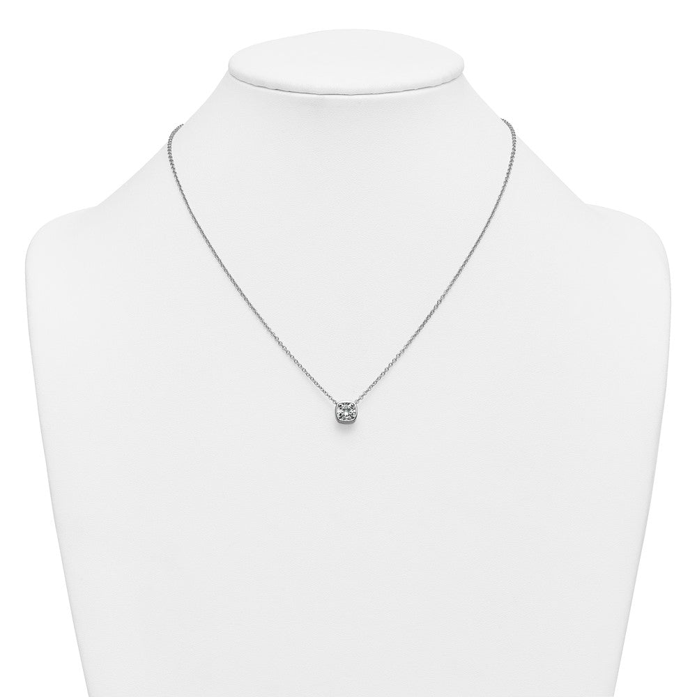 14kw 1 1/2ct Cert Lab Grown Dia VS+ F+ Cushion Comp 18in Necklace