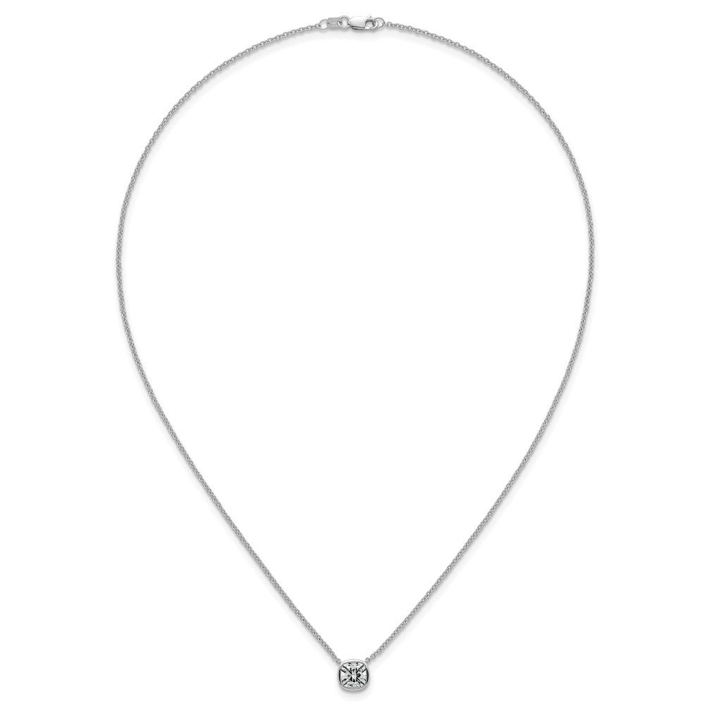 14kw 1 1/2ct Cert Lab Grown Dia VS+ F+ Cushion Comp 18in Necklace