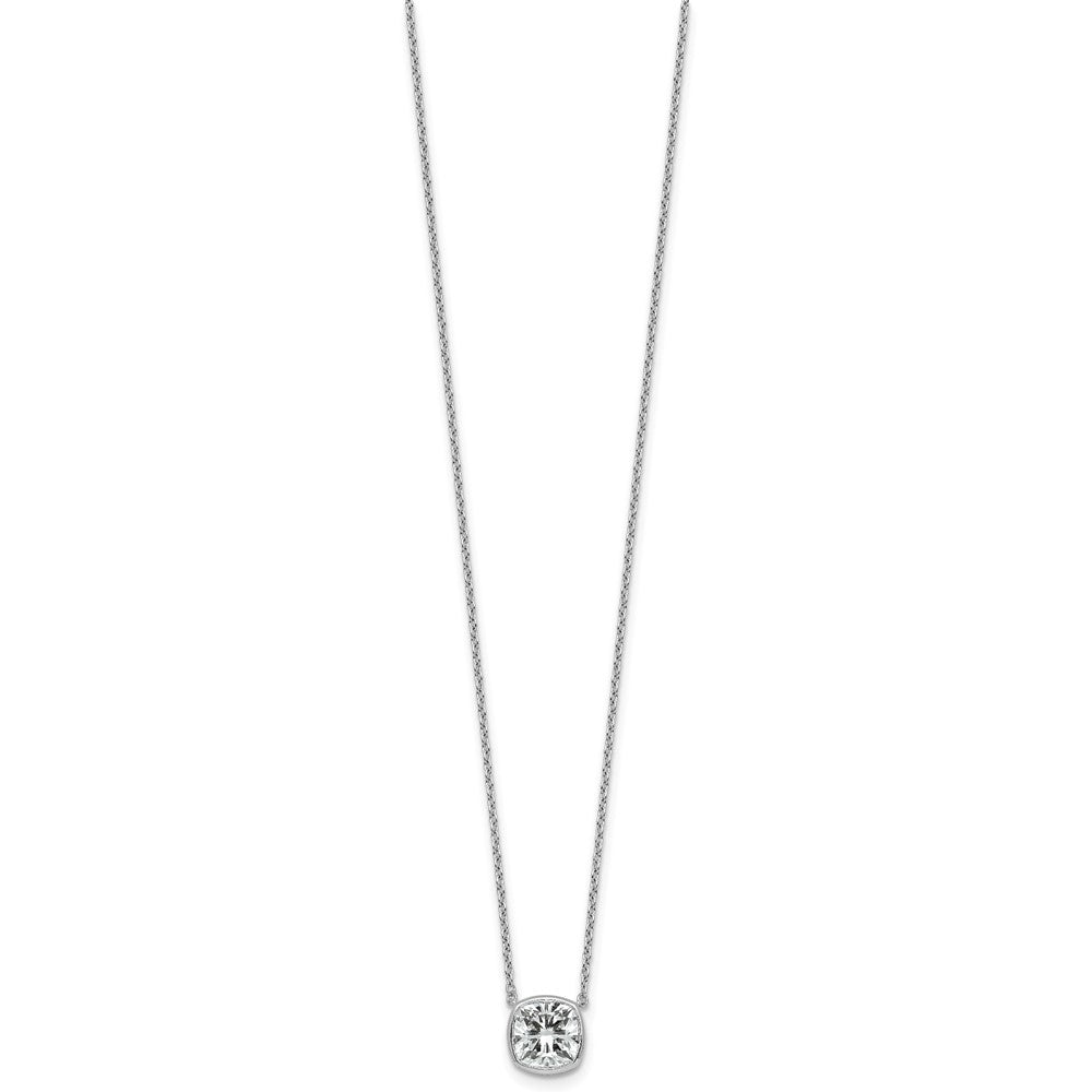 14kw 2ct Cert Lab Grown Dia VS+ F+ Cushion Comp 18in Bezel Set Necklace