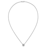 14kw 2ct Cert Lab Grown Dia VS+ F+ Cushion Comp 18in Bezel Set Necklace
