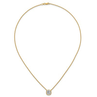 14k 2 1/2ct Cert Lab Grown Dia VS+ F+ Cushion Comp 18in Bezel Set Necklace