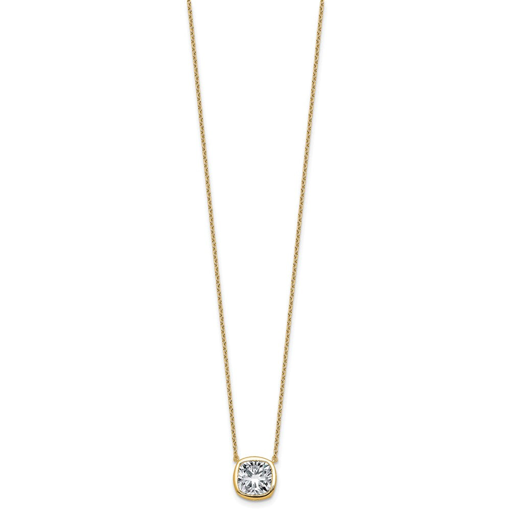 14k 3ct Cert Lab Grown Dia VS+ F+ Cushion Comp 18in Bezel Set Necklace