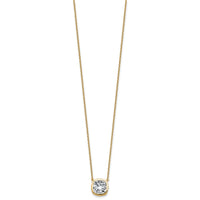 14k 3ct Cert Lab Grown Dia VS+ F+ Cushion Comp 18in Bezel Set Necklace