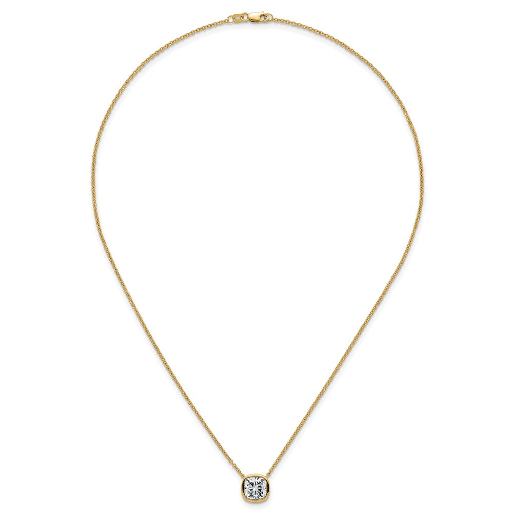14k 3ct Cert Lab Grown Dia VS+ F+ Cushion Comp 18in Bezel Set Necklace