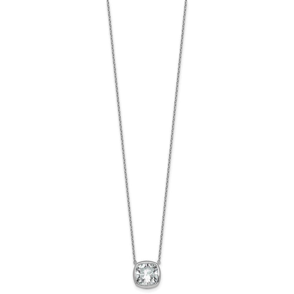 14kw 4ct Cert Lab Grown Dia VS+ F+ Cushion Comp 18in Bezel Set Necklace