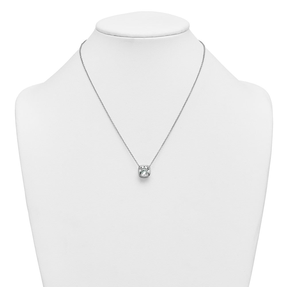 14kw 4ct Cert Lab Grown Dia VS+ F+ Cushion Comp 18in Bezel Set Necklace
