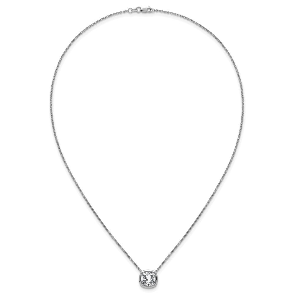 14kw 4ct Cert Lab Grown Dia VS+ F+ Cushion Comp 18in Bezel Set Necklace