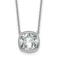 14kw 4ct Cert Lab Grown Dia VS+ F+ Cushion Comp 18in Bezel Set Necklace