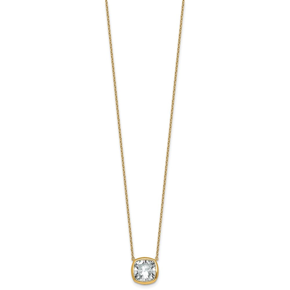 14k 4ct Cert Lab Grown Dia VS+ F+ Cushion Comp 18in Bezel Set Necklace