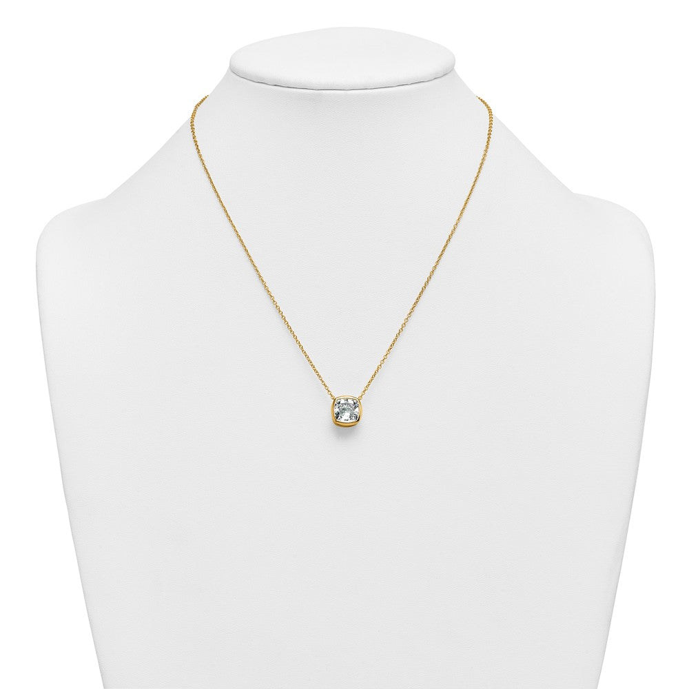 14k 4ct Cert Lab Grown Dia VS+ F+ Cushion Comp 18in Bezel Set Necklace