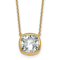 14k 4ct Cert Lab Grown Dia VS+ F+ Cushion Comp 18in Bezel Set Necklace