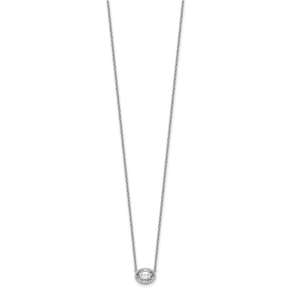 14kw 1ct Cert Lab Grown Diamond VS+ F+ Oval Comp 18in Bezel Set Necklace