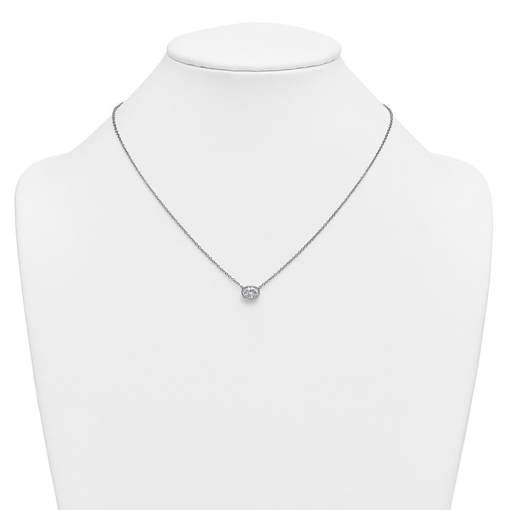 14kw 1ct Cert Lab Grown Diamond VS+ F+ Oval Comp 18in Bezel Set Necklace