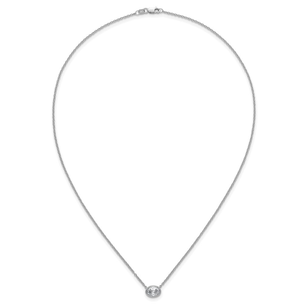 14kw 1ct Cert Lab Grown Diamond VS+ F+ Oval Comp 18in Bezel Set Necklace