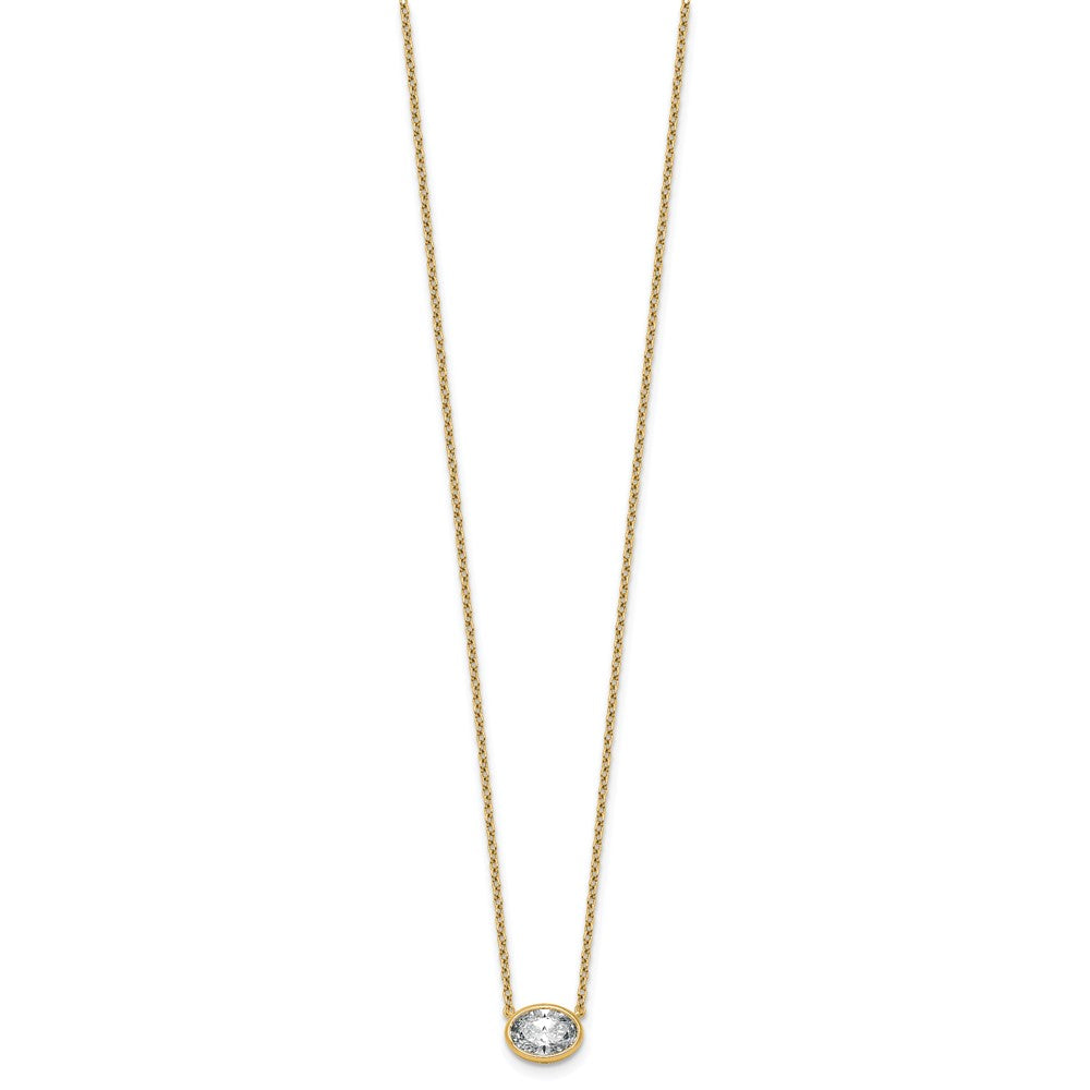 14k 1ct Cert Lab Grown Diamond VS+ F+ Oval Comp 18in Bezel Set Necklace