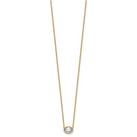 14k 1ct Cert Lab Grown Diamond VS+ F+ Oval Comp 18in Bezel Set Necklace
