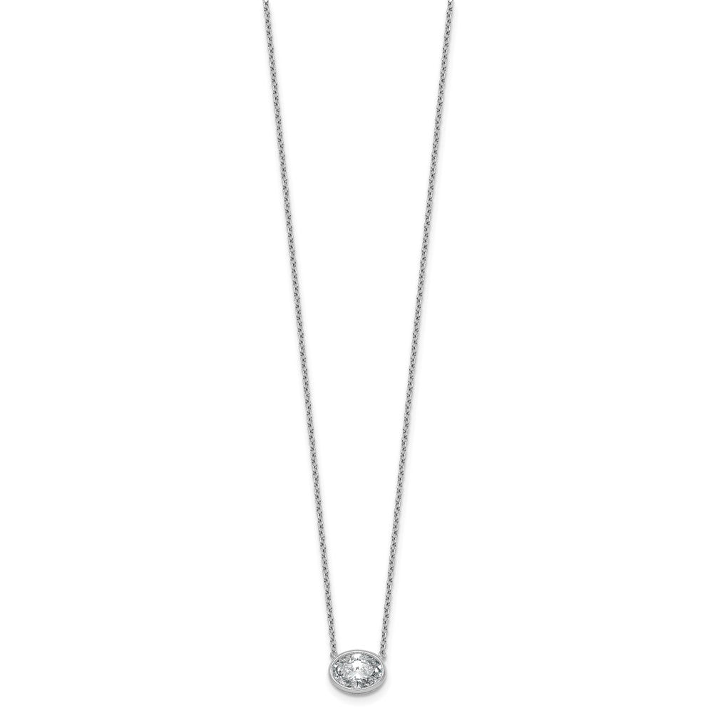 14kw 1 1/2ct Cert Lab Grown Dia VS+ F+ Oval Comp 18in Bezel Set Necklace