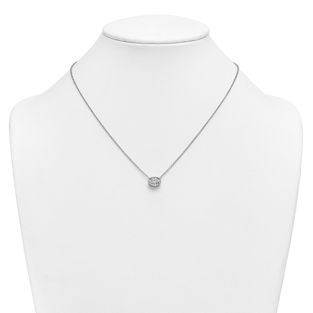 14kw 1 1/2ct Cert Lab Grown Dia VS+ F+ Oval Comp 18in Bezel Set Necklace