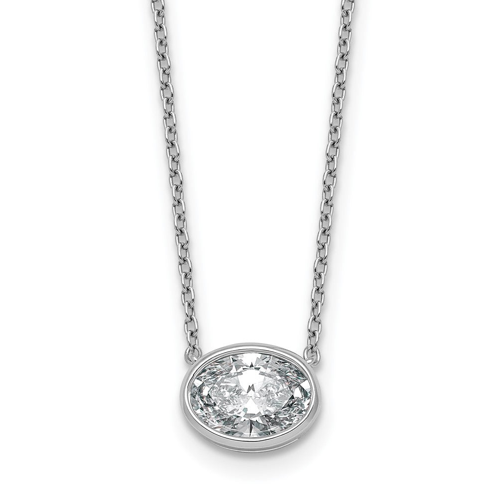14kw 1 1/2ct Cert Lab Grown Dia VS+ F+ Oval Comp 18in Bezel Set Necklace