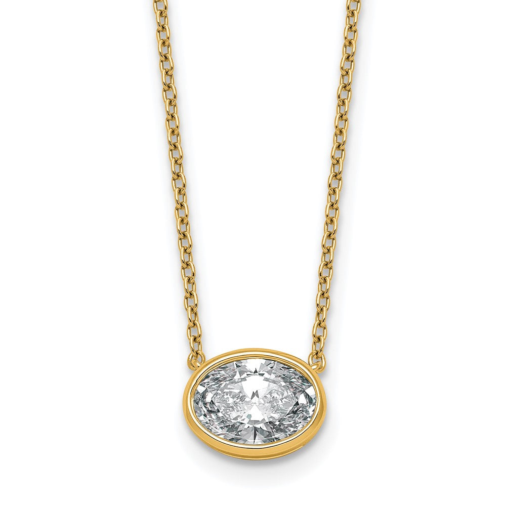 14k 1 1/2ct Cert Lab Grown Dia VS+ F+ Oval Comp Bezel Set Pendant