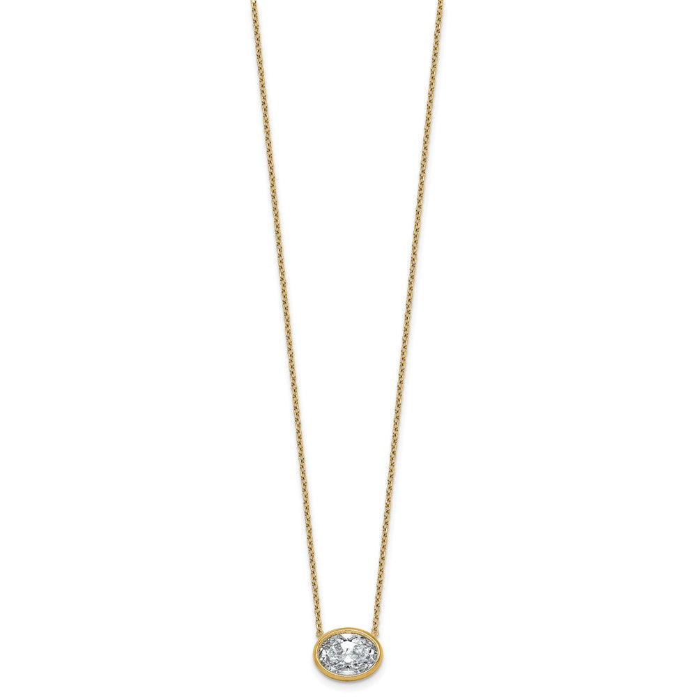 14k 2 1/2ct Cert Lab Grown Dia VS+ F+ Oval Comp 18in Bezel Set Necklace