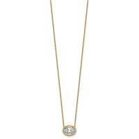 14k 2 1/2ct Cert Lab Grown Dia VS+ F+ Oval Comp 18in Bezel Set Necklace