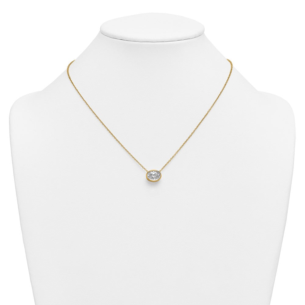 14k 2 1/2ct Cert Lab Grown Dia VS+ F+ Oval Comp 18in Bezel Set Necklace
