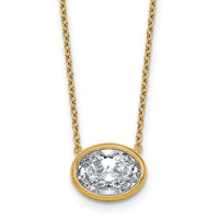 14k 2 1/2ct Cert Lab Grown Dia VS+ F+ Oval Comp 18in Bezel Set Necklace