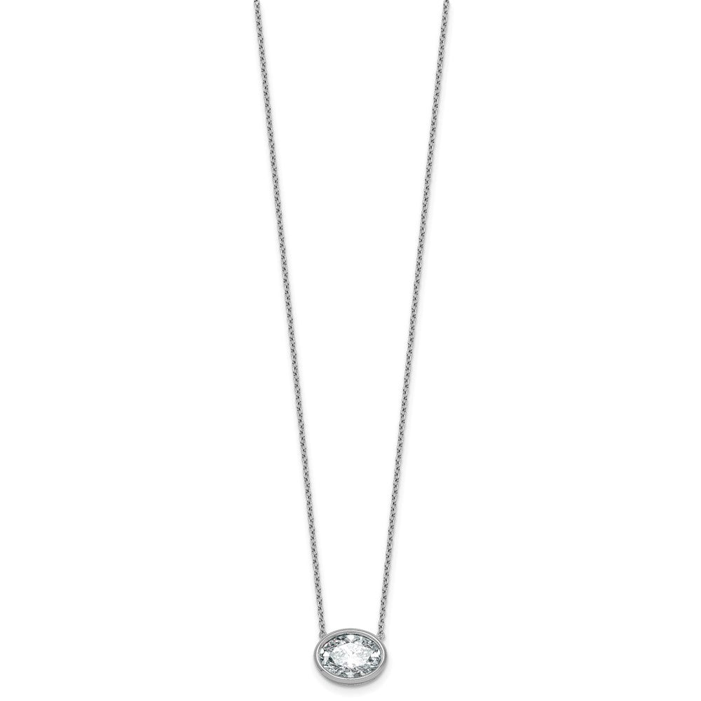 14kw 3ct Cert Lab Grown Dia VS+ F+ Oval Complete 18in Bezel Set Necklace