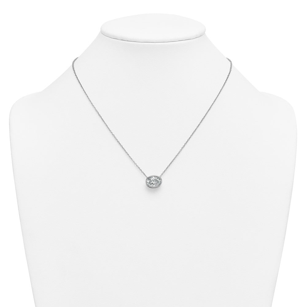 14kw 3ct Cert Lab Grown Dia VS+ F+ Oval Complete 18in Bezel Set Necklace