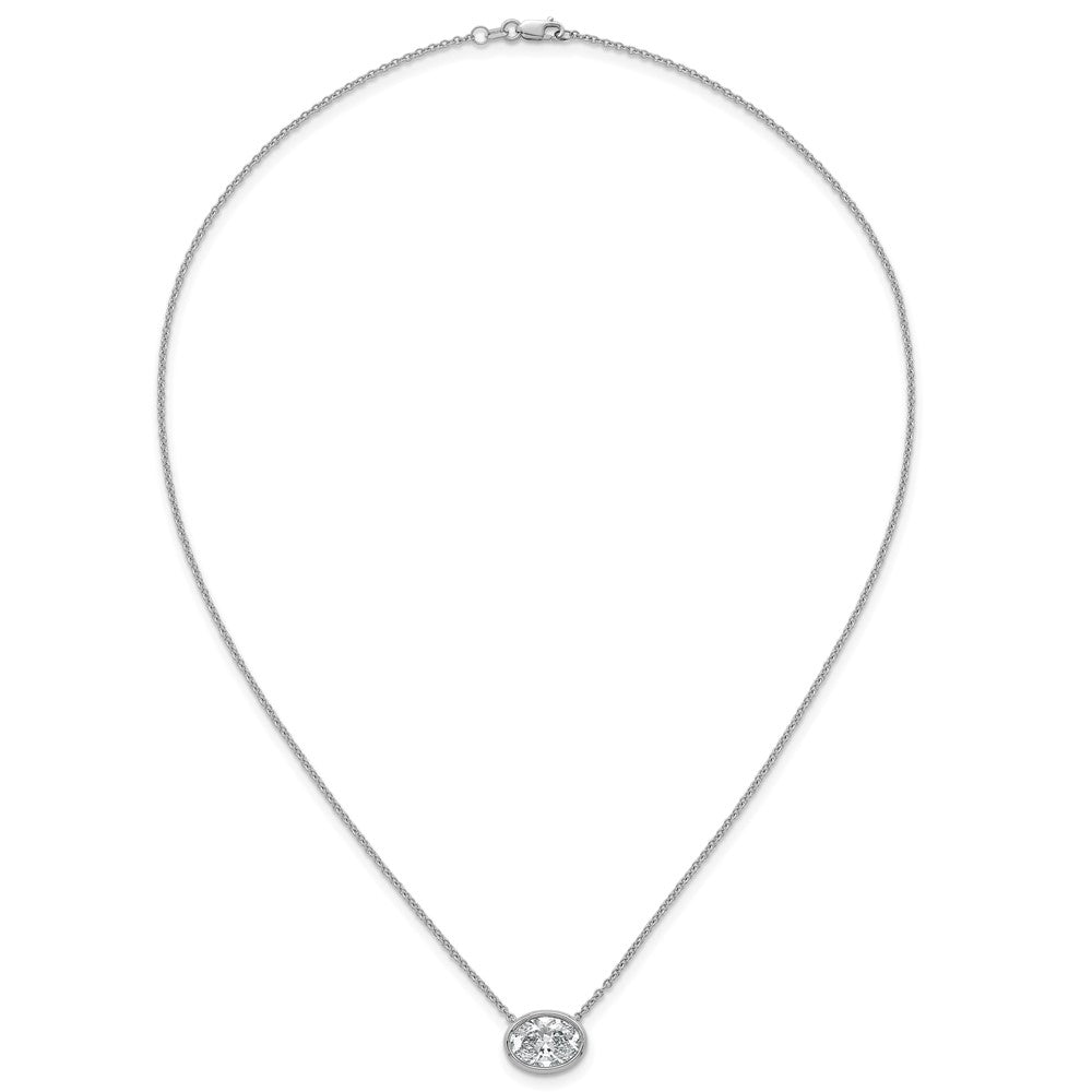 14kw 3ct Cert Lab Grown Dia VS+ F+ Oval Complete 18in Bezel Set Necklace
