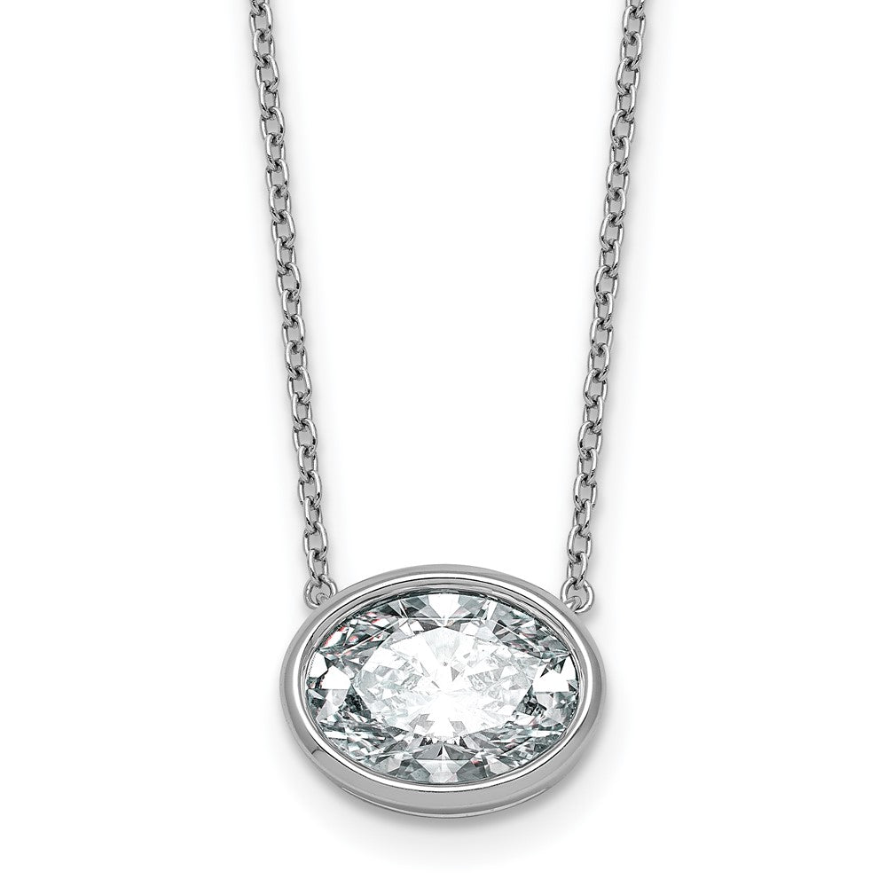 14kw 3ct Cert Lab Grown Dia VS+ F+ Oval Complete 18in Bezel Set Necklace