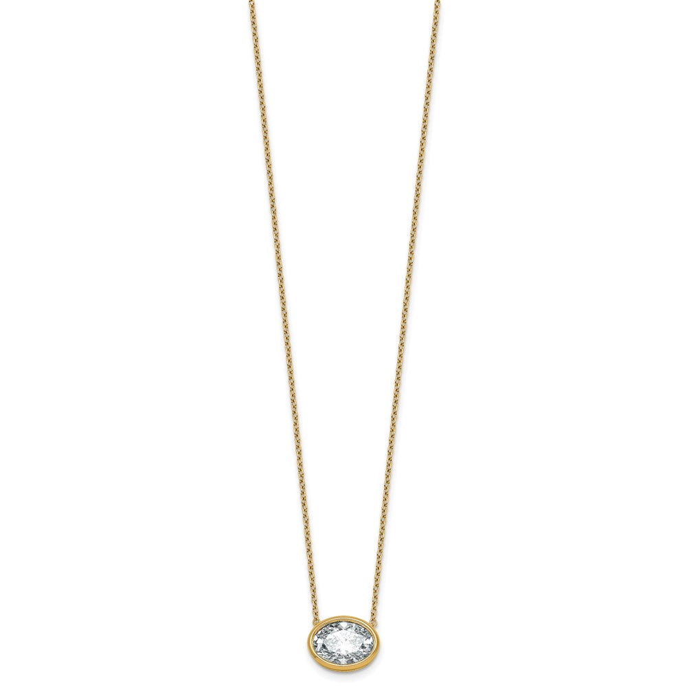 14k 3ct Cert Lab Grown Dia VS+ F+ Oval Complete 18in Bezel Set Necklace