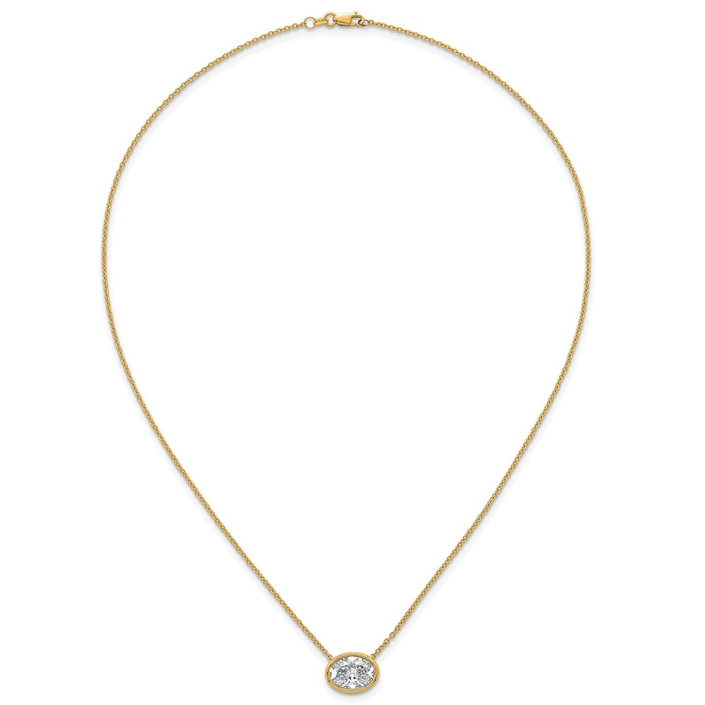 14k 3ct Cert Lab Grown Dia VS+ F+ Oval Complete 18in Bezel Set Necklace
