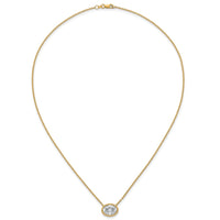 14k 3ct Cert Lab Grown Dia VS+ F+ Oval Complete 18in Bezel Set Necklace