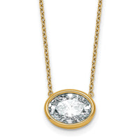 14k 3ct Cert Lab Grown Dia VS+ F+ Oval Complete 18in Bezel Set Necklace