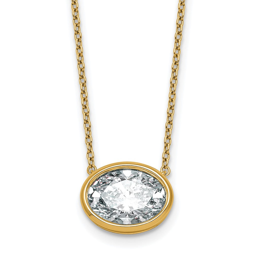 14k 3ct Oval East-West Bezel Pendant Mounting