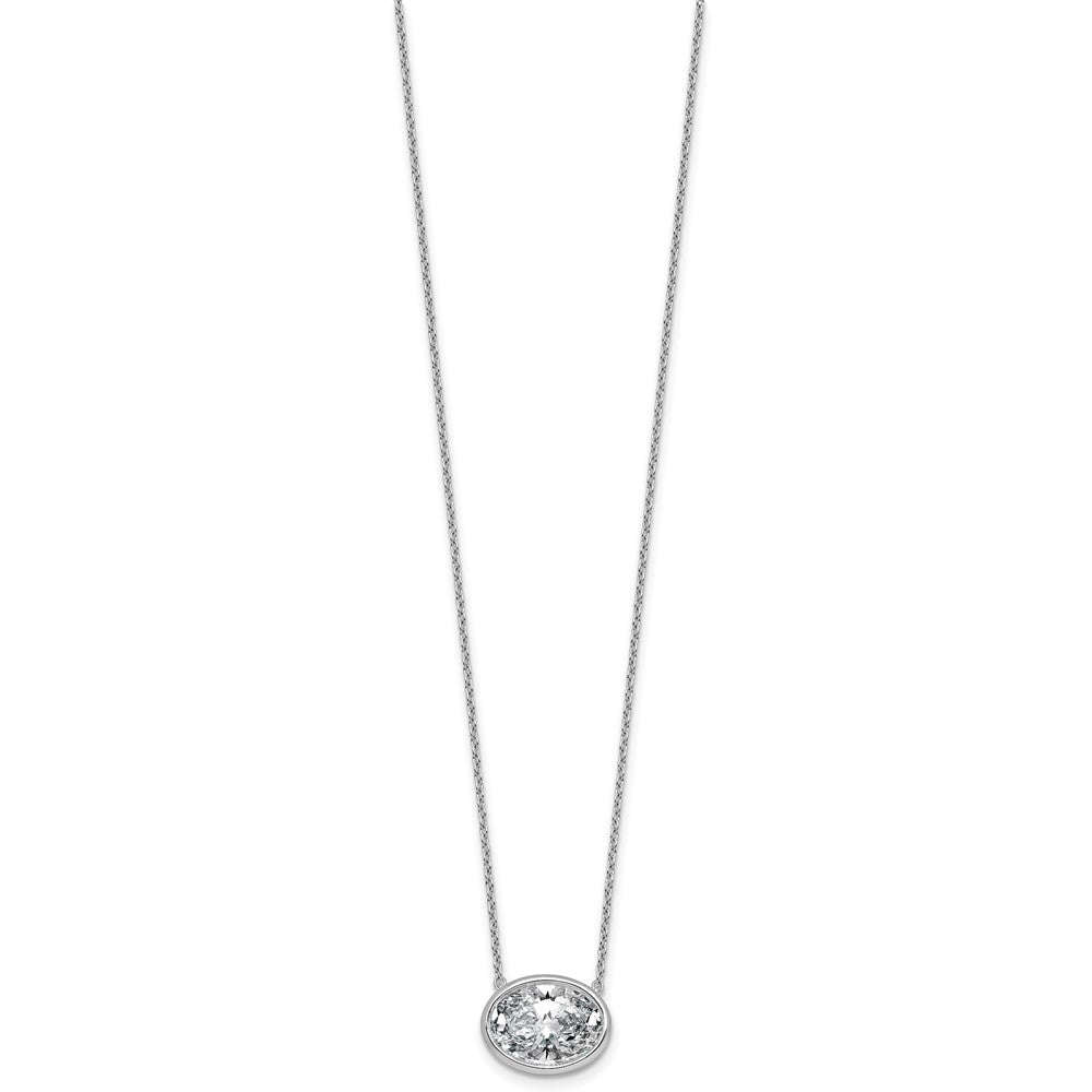 14kw 4ct Cert Lab Grown Dia VS+ F+ Oval Complete 18in Bezel Set Necklace