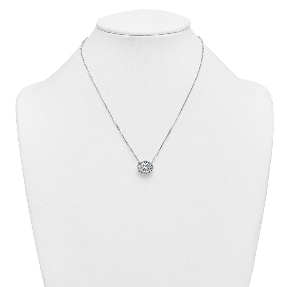 14kw 4ct Cert Lab Grown Dia VS+ F+ Oval Complete 18in Bezel Set Necklace