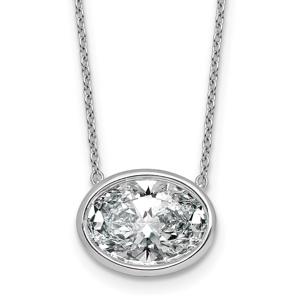 14kw 4ct Cert Lab Grown Dia VS+ F+ Oval Complete 18in Bezel Set Necklace